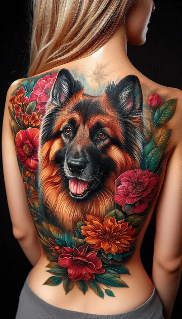 alsatian dog tattooed