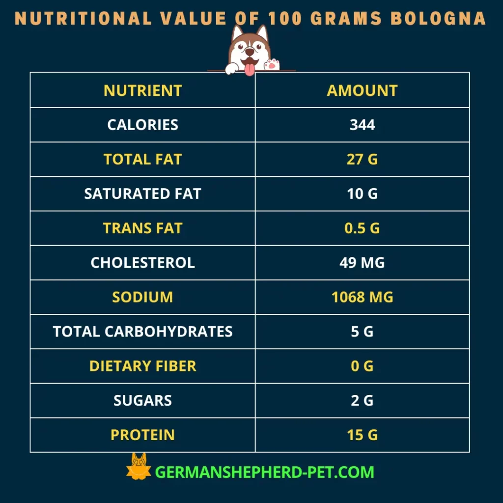 nutritional value of 100 grams bologna