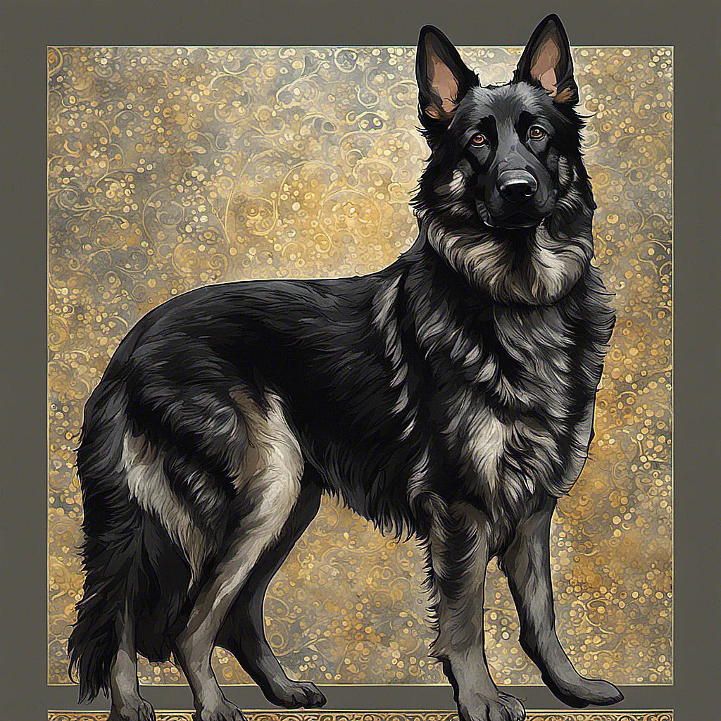 frame photo of black and silver german shepherd