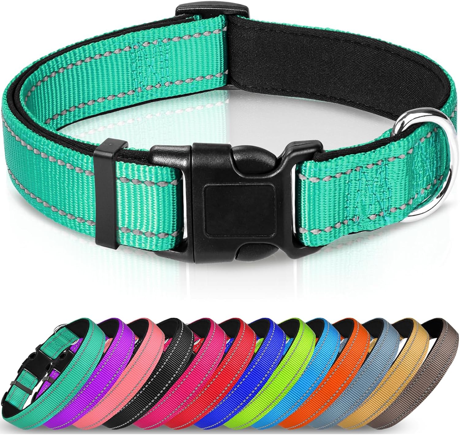 a group of colorful dog collars