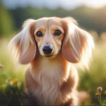 a dog sitting in a field