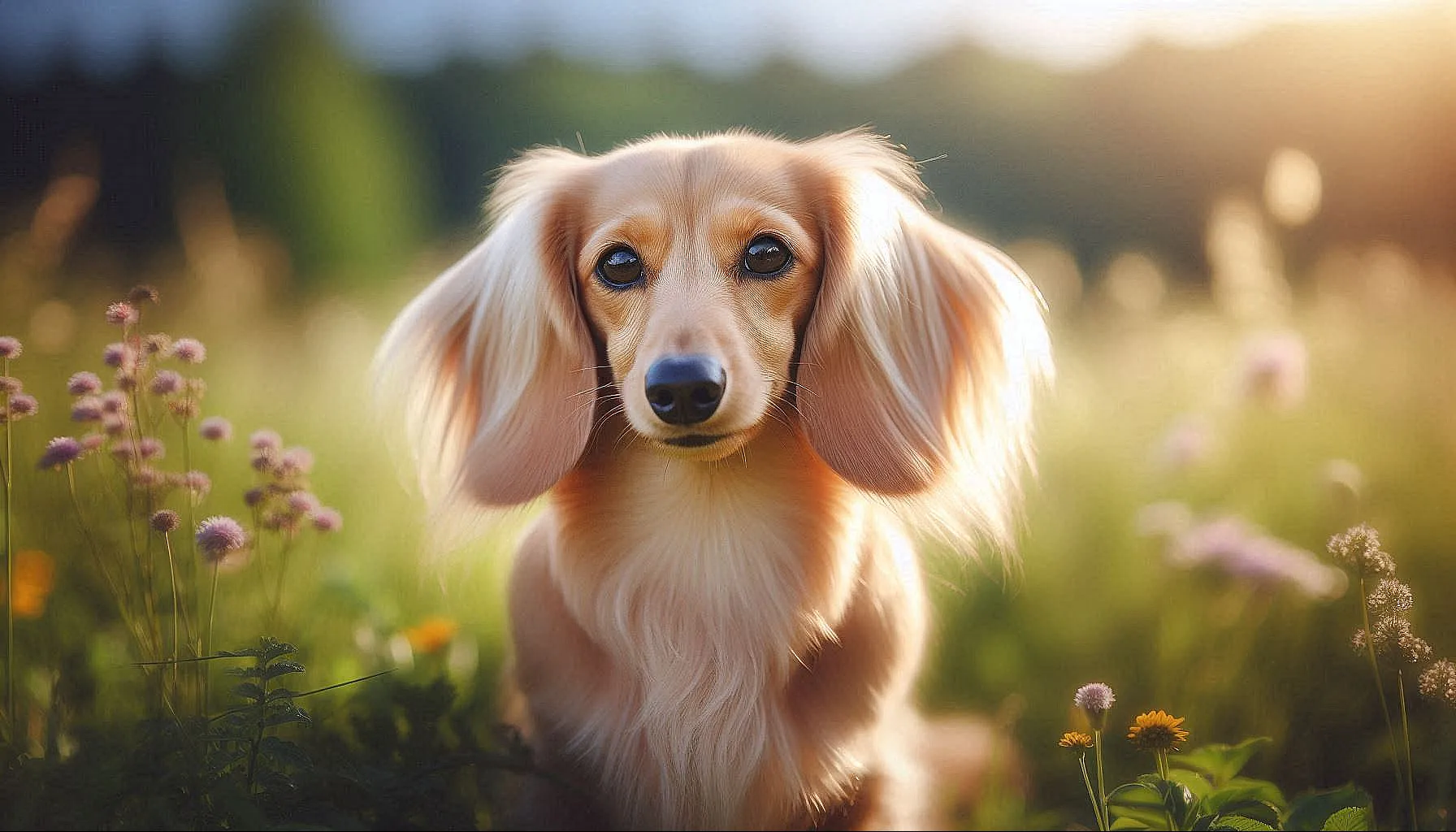 a dog sitting in a field